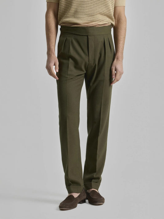Olive Pleated Pants