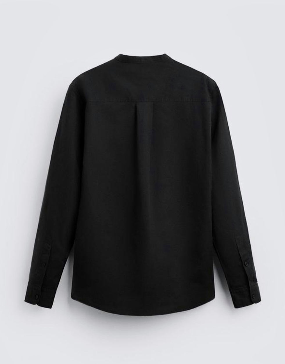 Black Crew Neck Linen Shirt