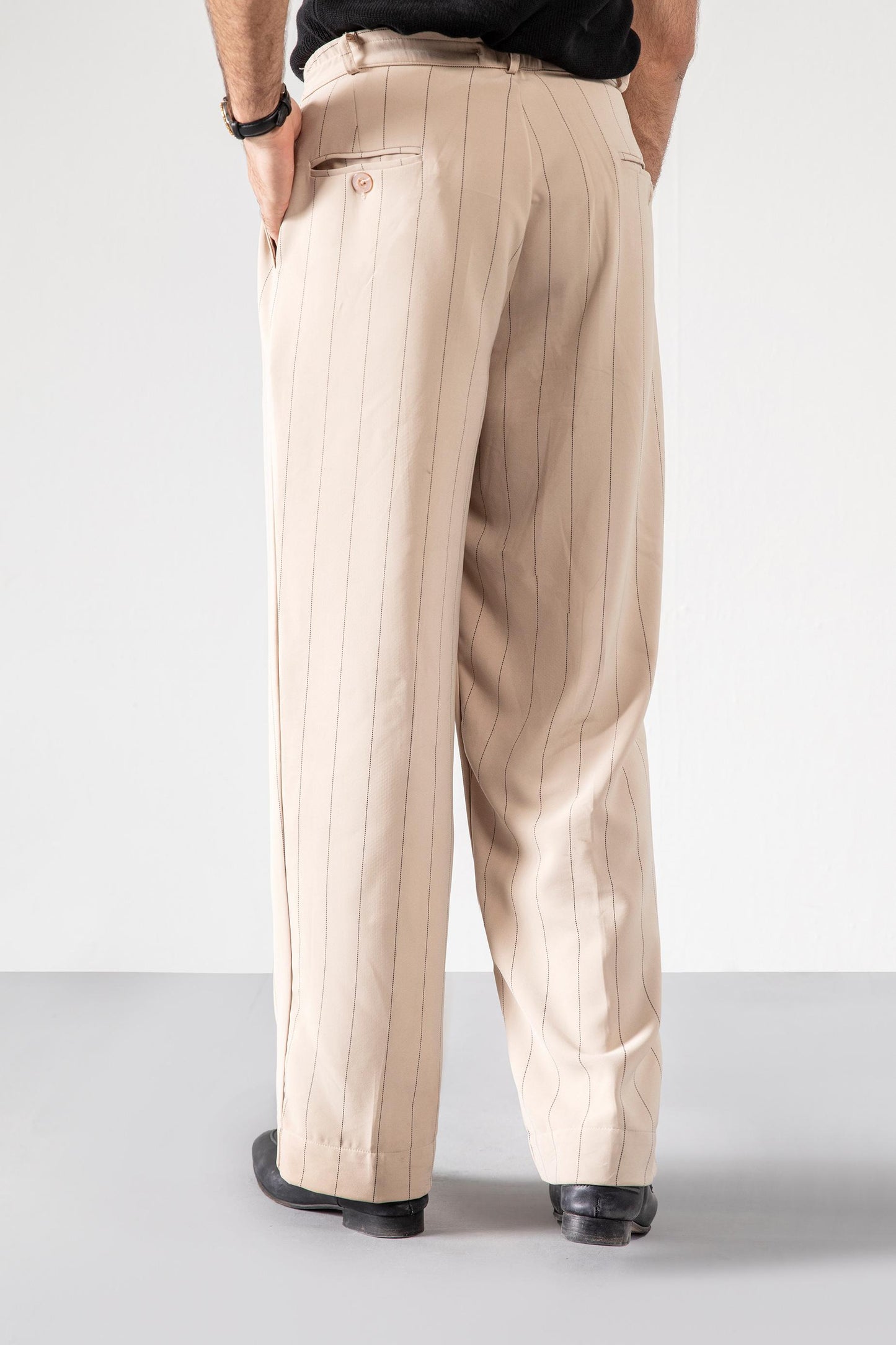 Beige Korean Stripped Pants