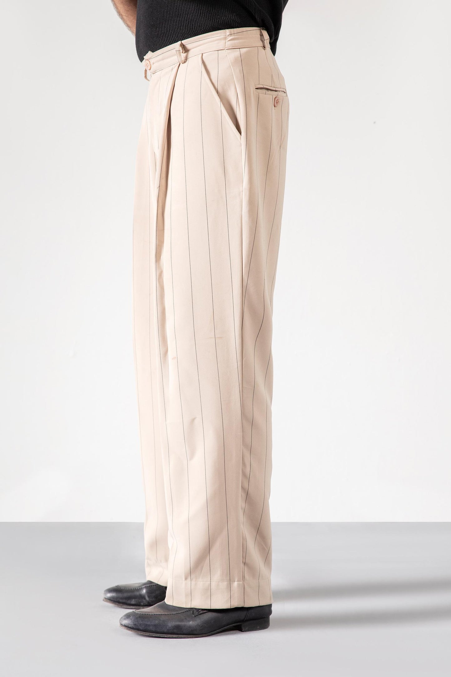 Beige Korean Stripped Pants