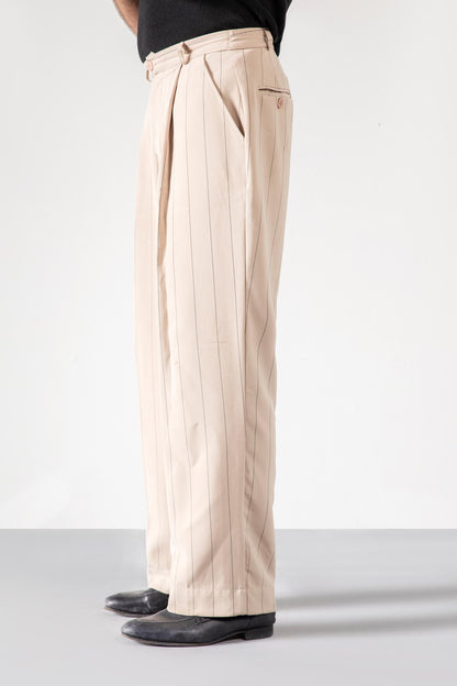 Beige Korean Stripped Pants