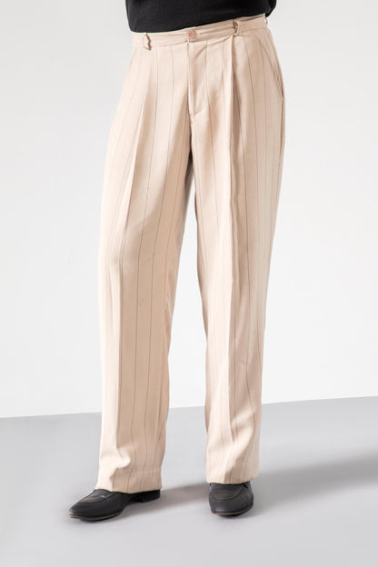 Beige Korean Stripped Pants