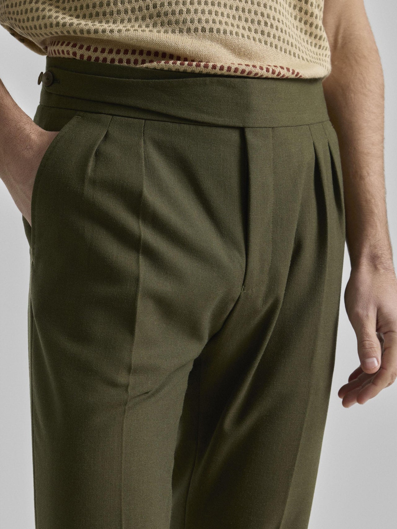 Olive Pleated Pants