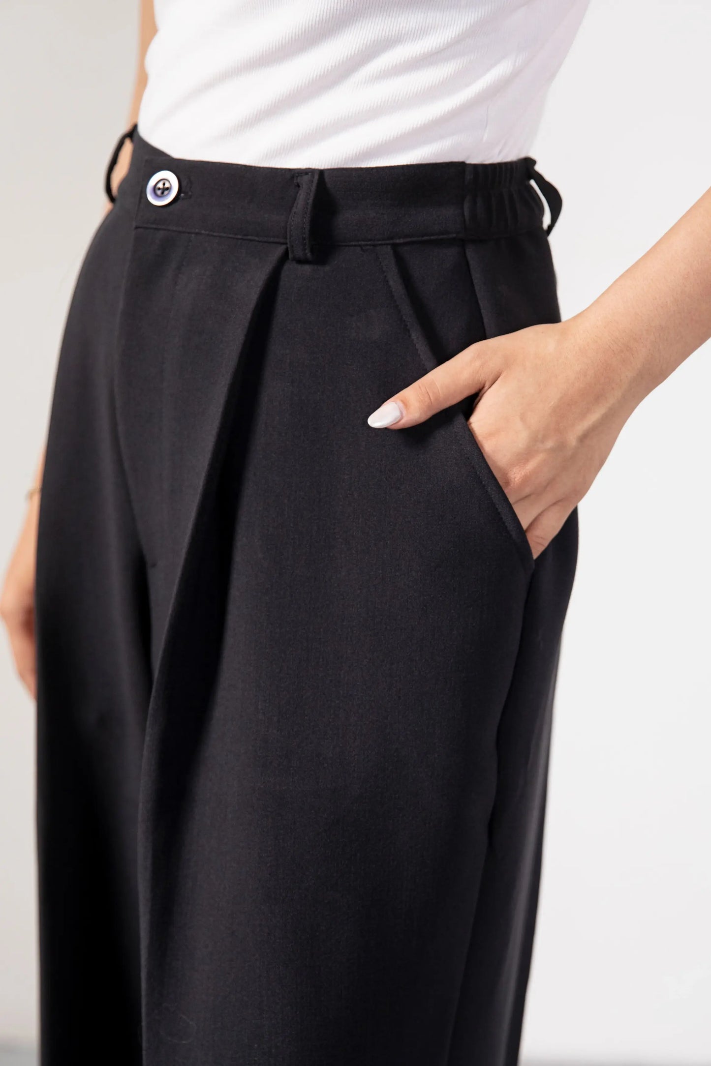 Black Korean Blended pants