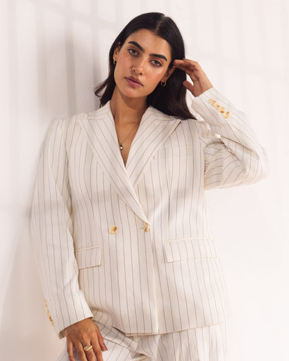 Off White stripped linen suit