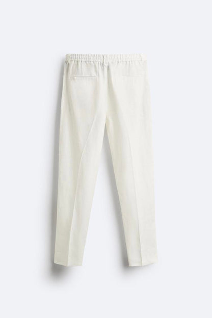 White Linen Straight fit trouser