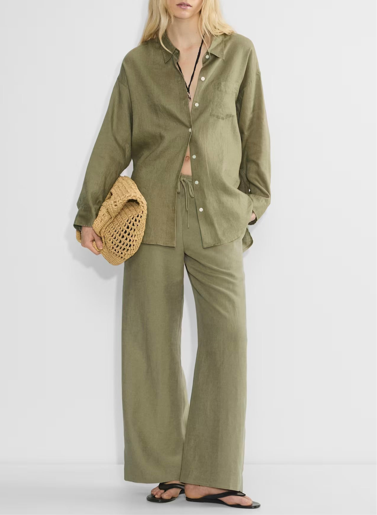 Olive Green Linen Coordset