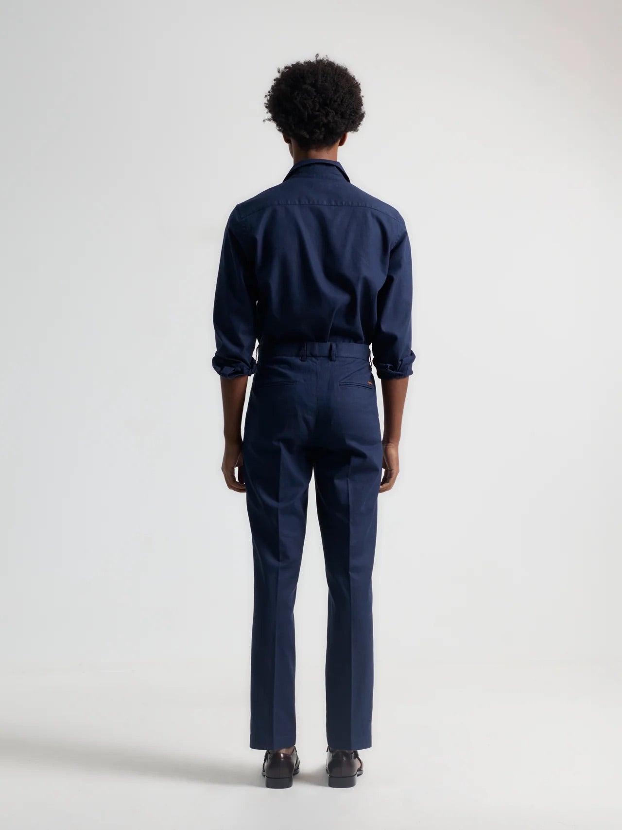 Navy Linen pleated Pants