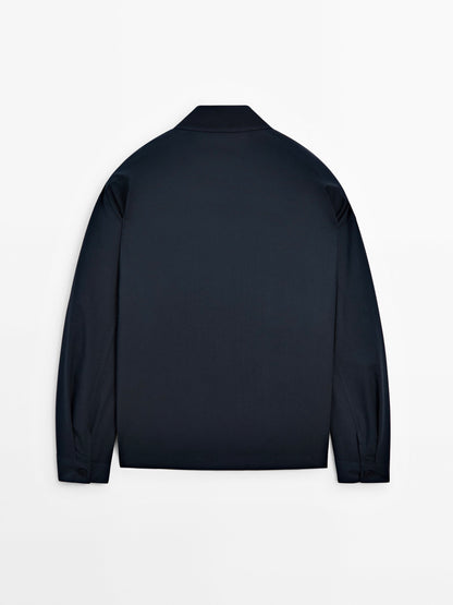 Black Linen Blend Overshirt