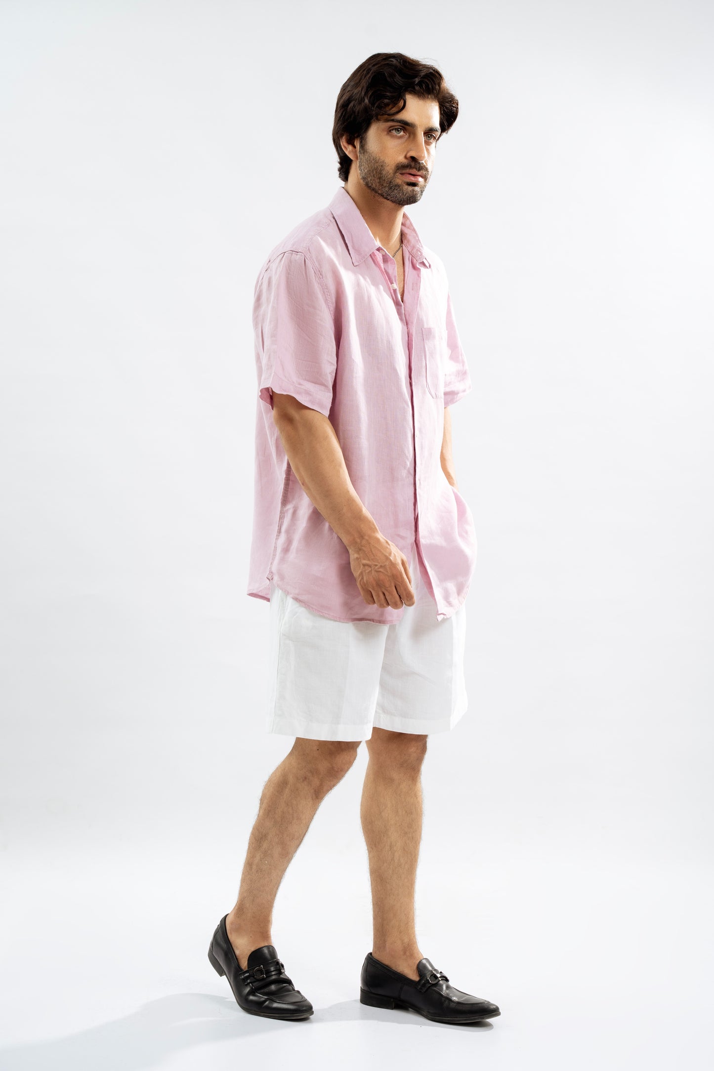 Soft Pink Linen Button Down Shirt