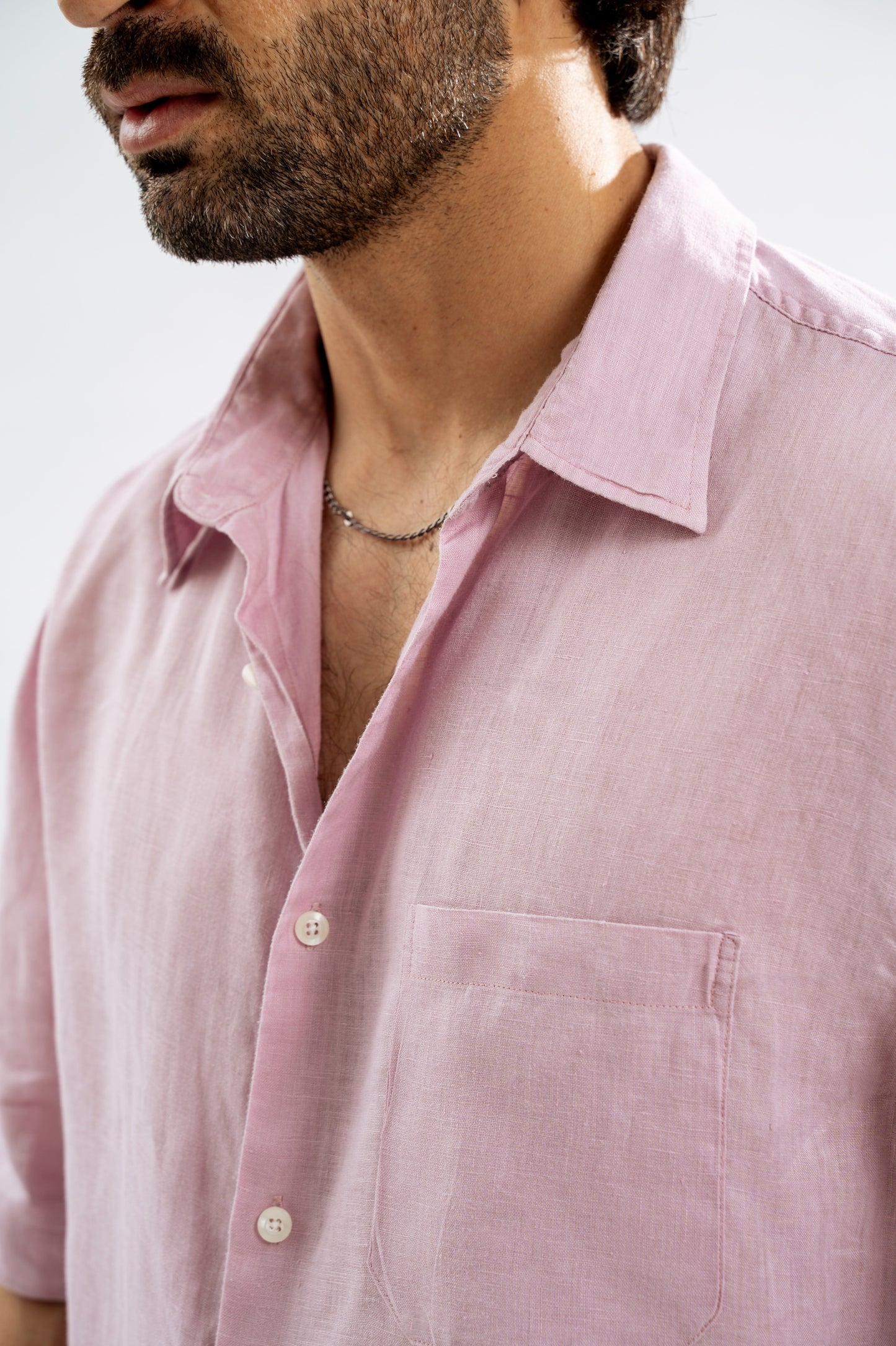 Soft Pink Linen Button Down Shirt