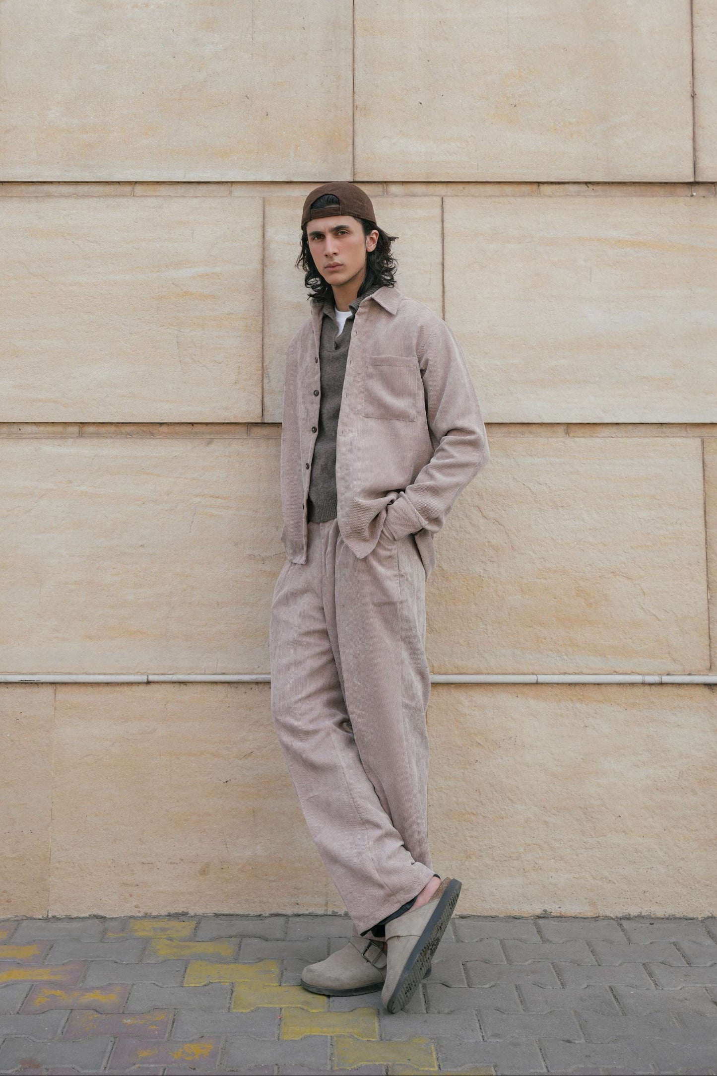 Beige Corduroy Coordset