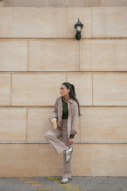 Beige Corduroy Coordset