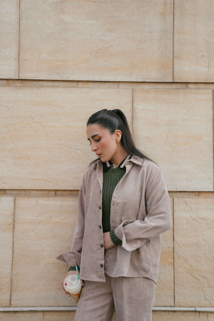 Beige Corduroy Coordset