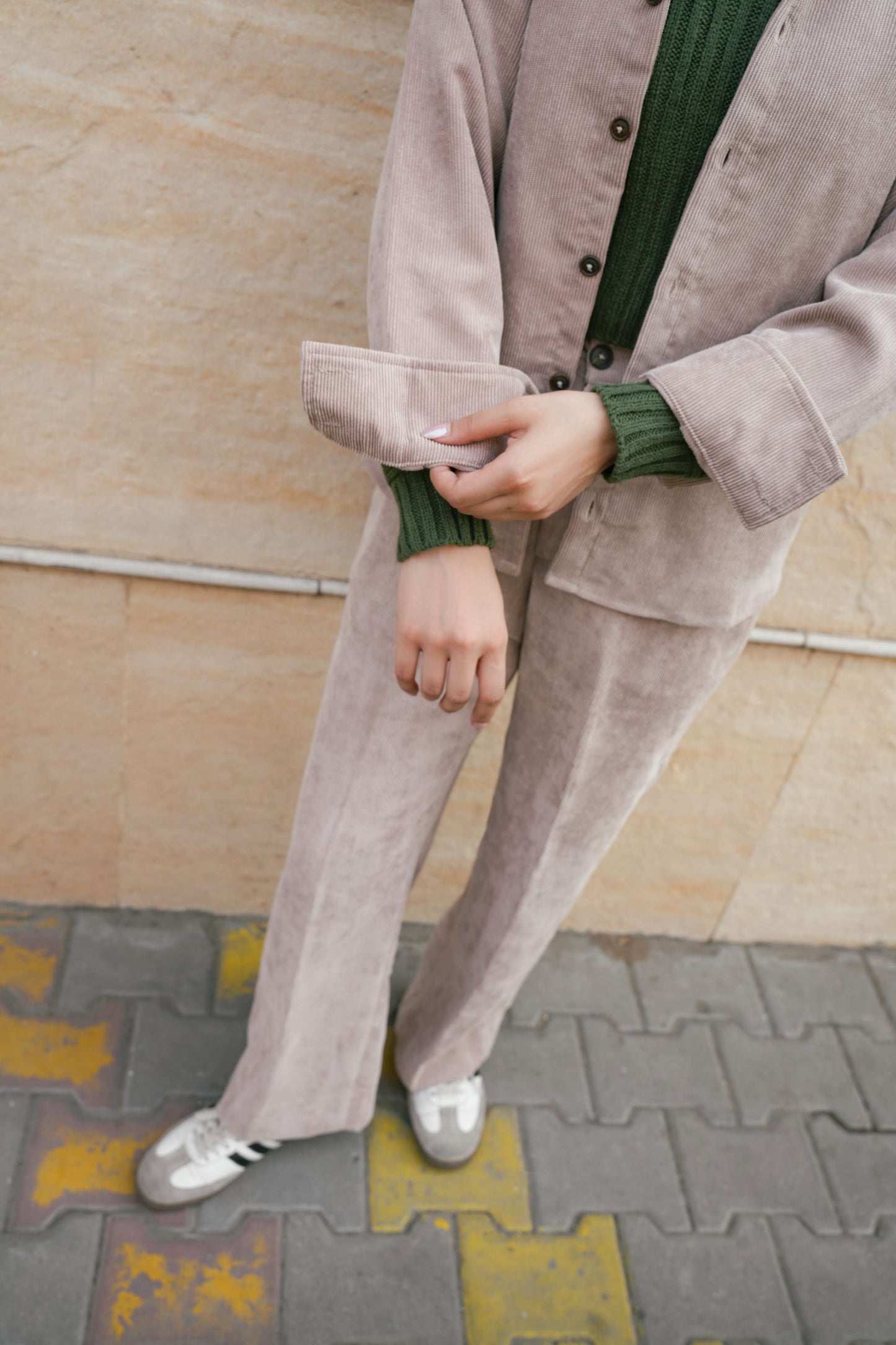 Beige Corduroy Coordset