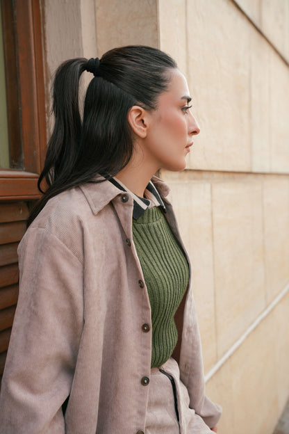 Beige Corduroy Coordset