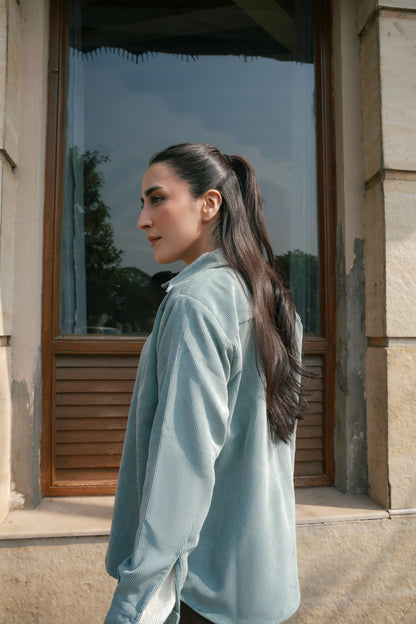 Teal Blue Corduroy Shirt