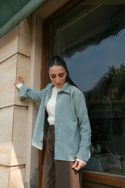 Teal Blue Corduroy Shirt