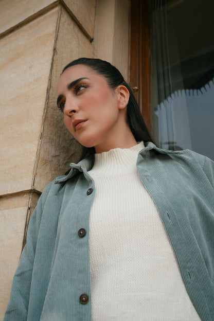 Teal Blue Corduroy Shirt