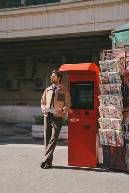 Tan Contrast-Pocket shacket