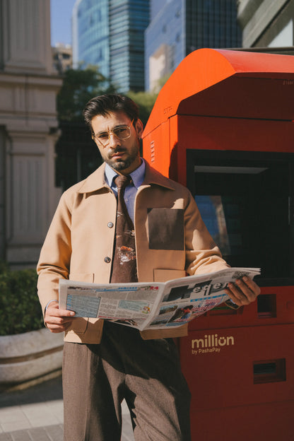 Tan Contrast-Pocket shacket