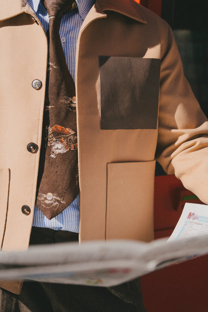 Tan Contrast-Pocket shacket