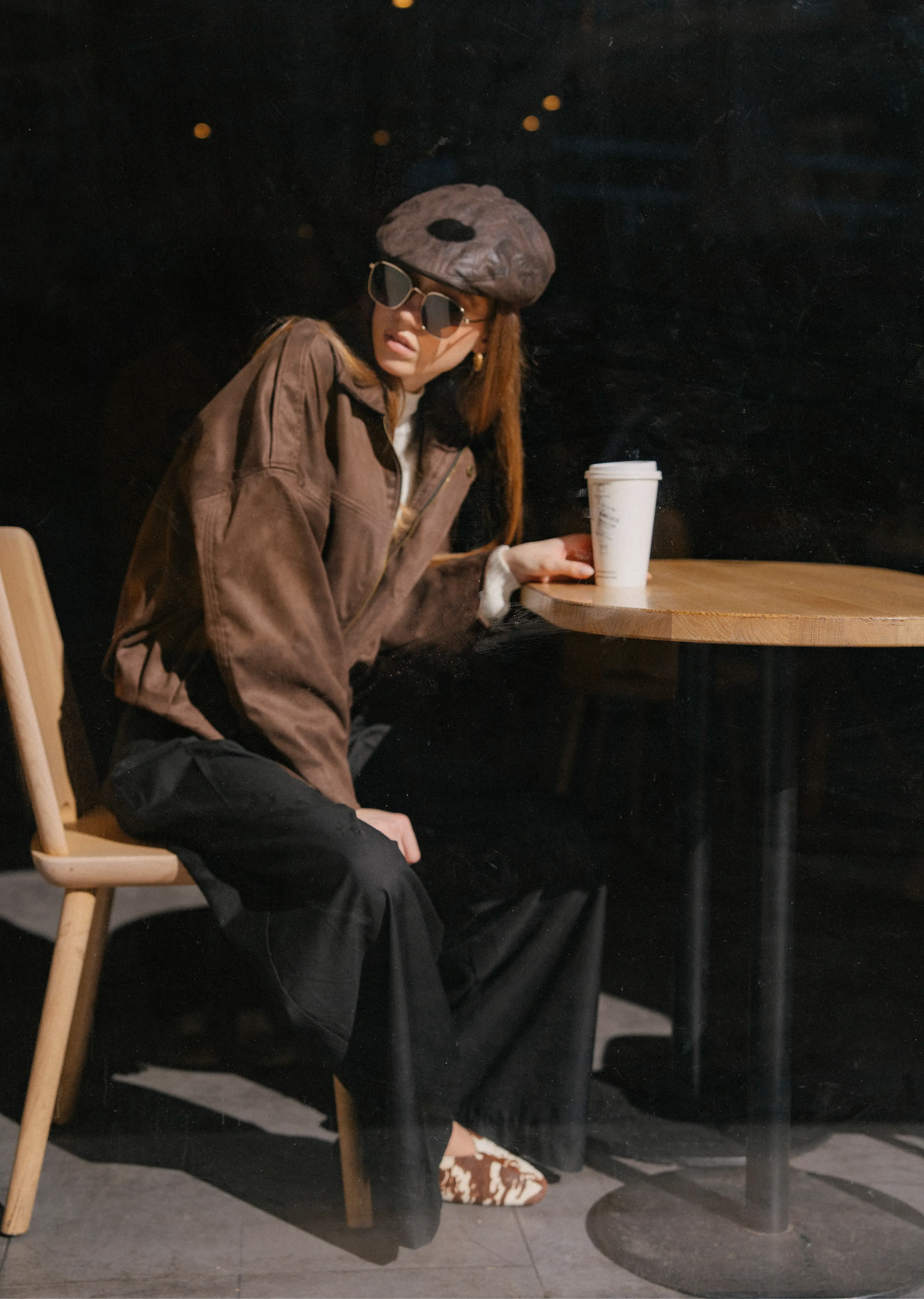 Brown suede bomber jacket