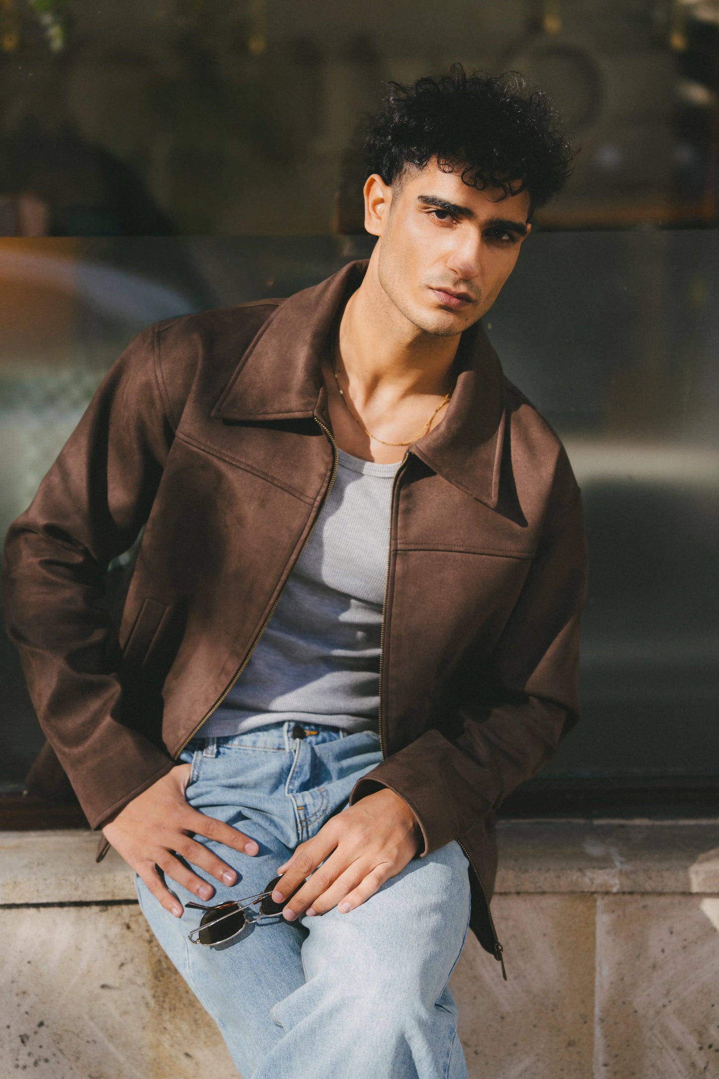 Espresso Suede Zipper Jacket