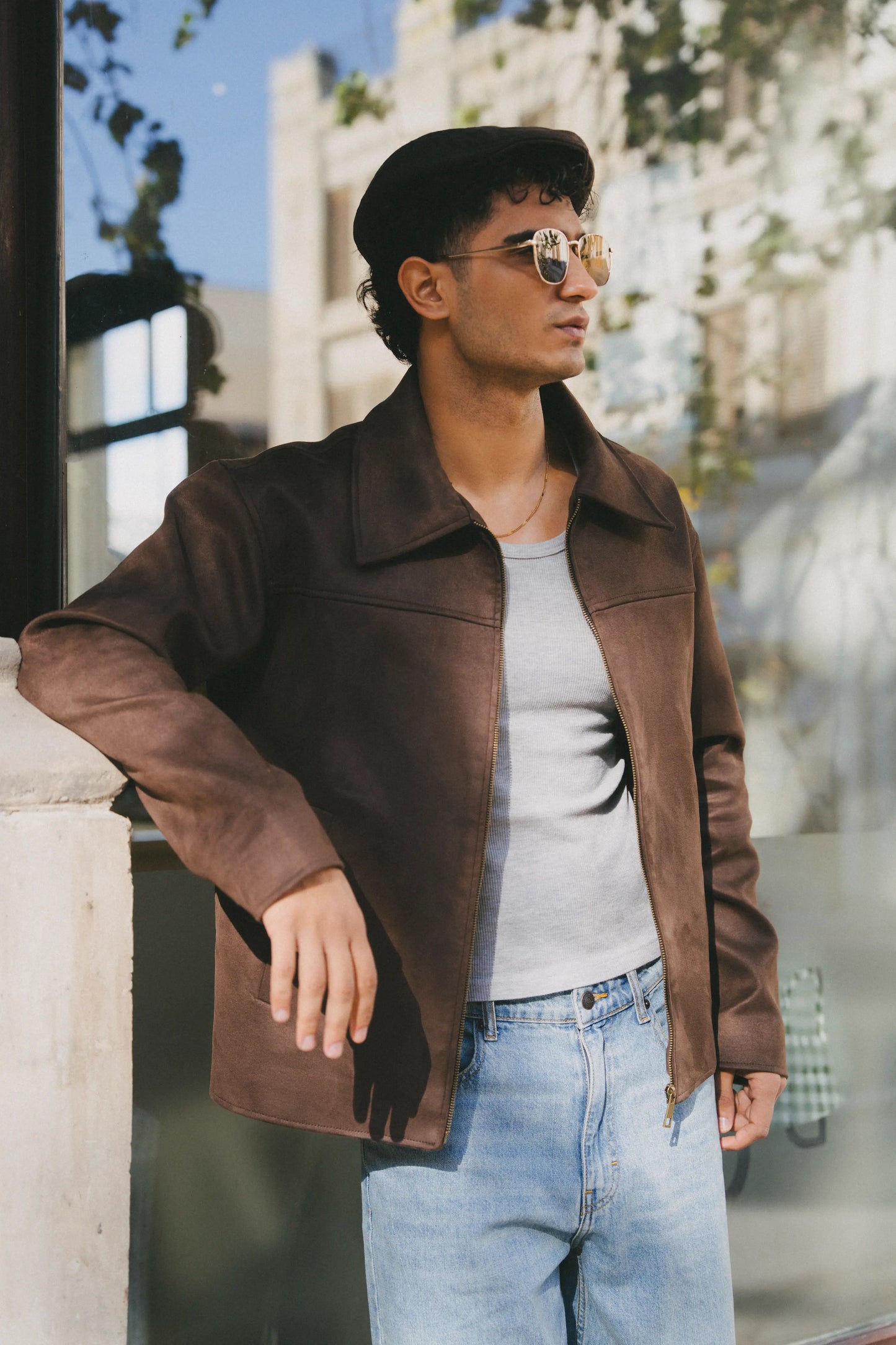 Espresso Suede Zipper Jacket