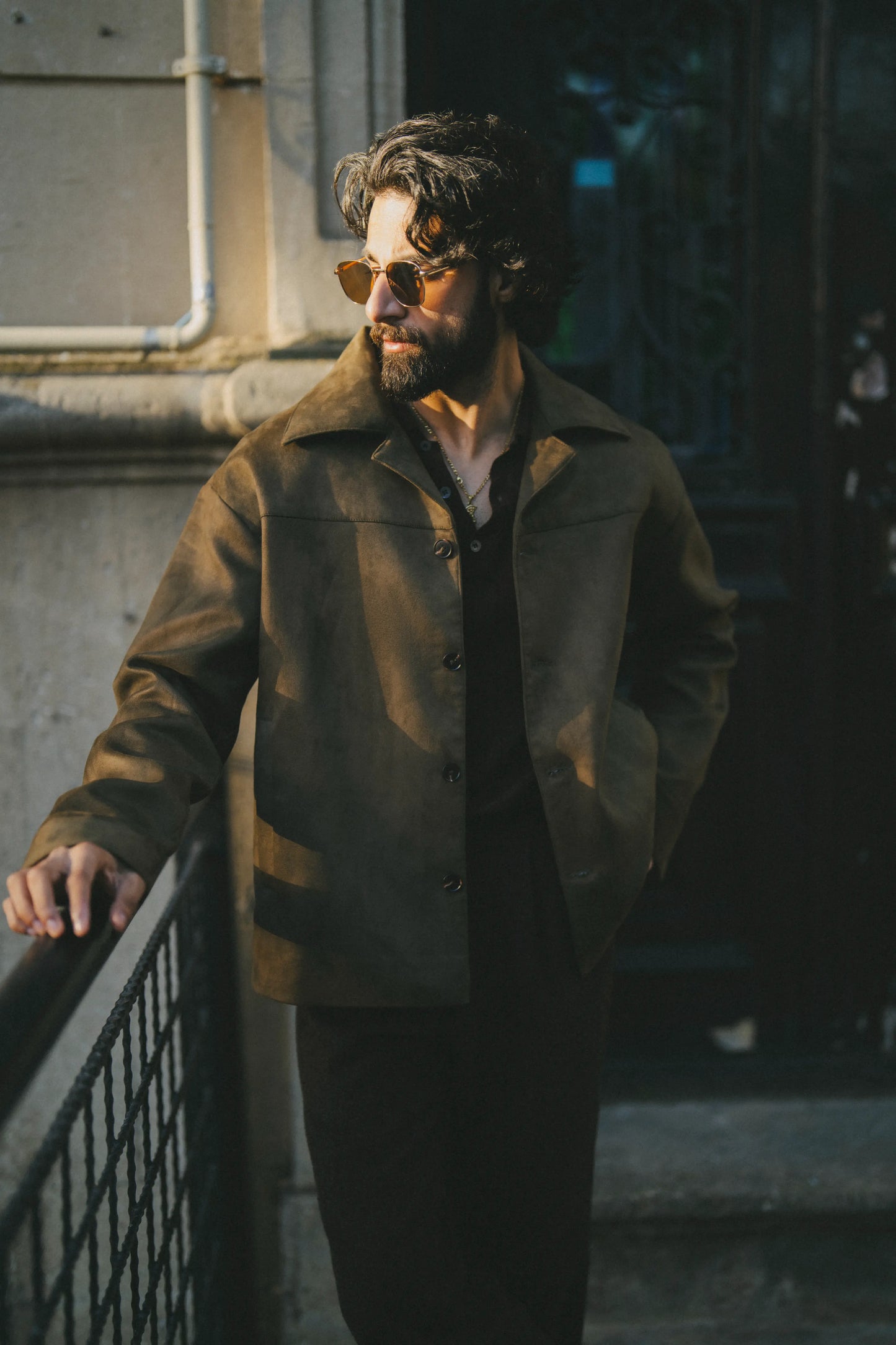 Dark Olive Suede Jacket