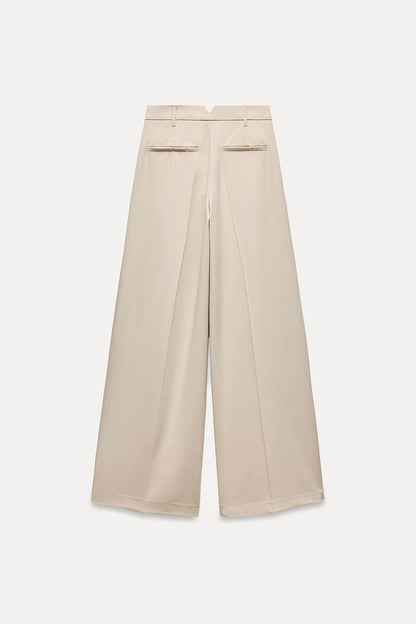 Beige Tailored Pleated Pant