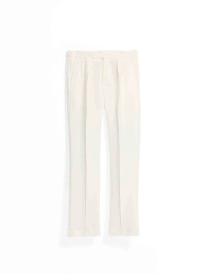 White Linen Pleated Pants
