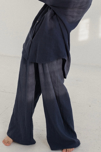 All-Day Navy Blue Linen Coordset