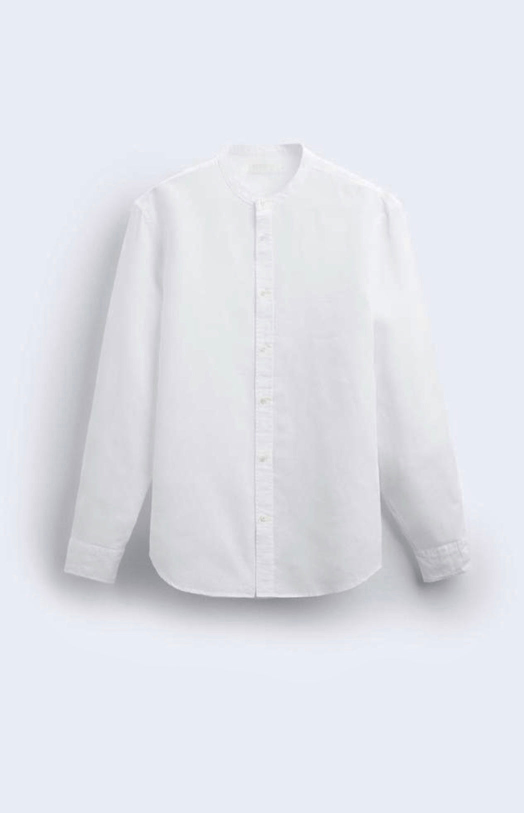 White Crew Neck Linen Shirt