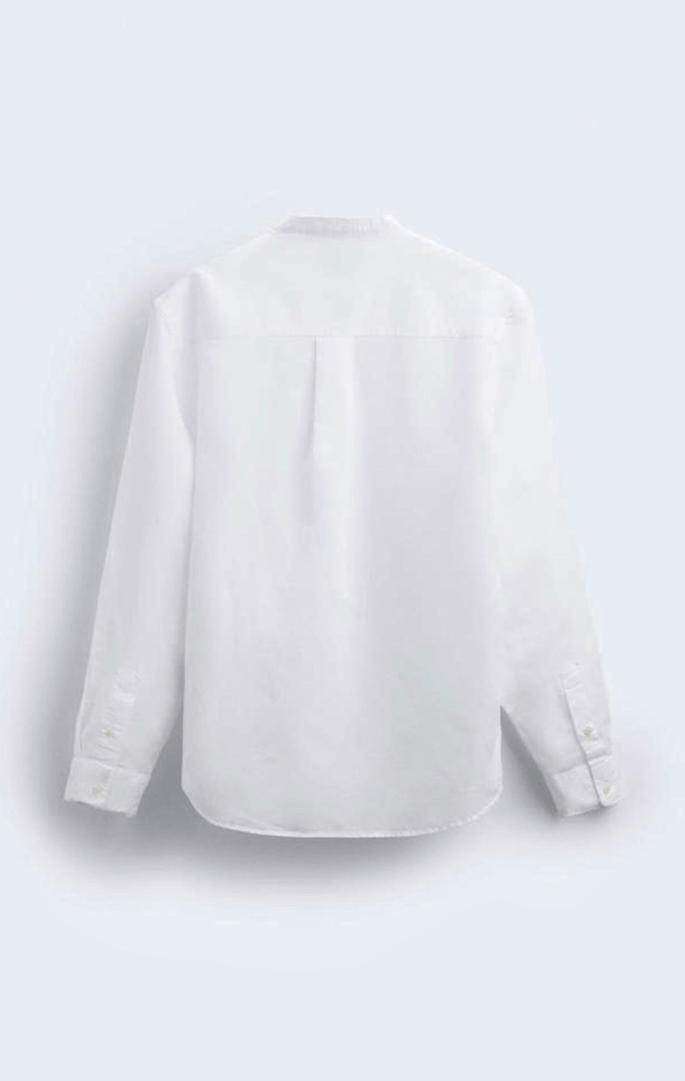 White Crew Neck Linen Shirt