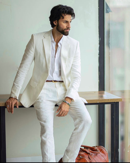 Premium Linen Slim-fit Suit.