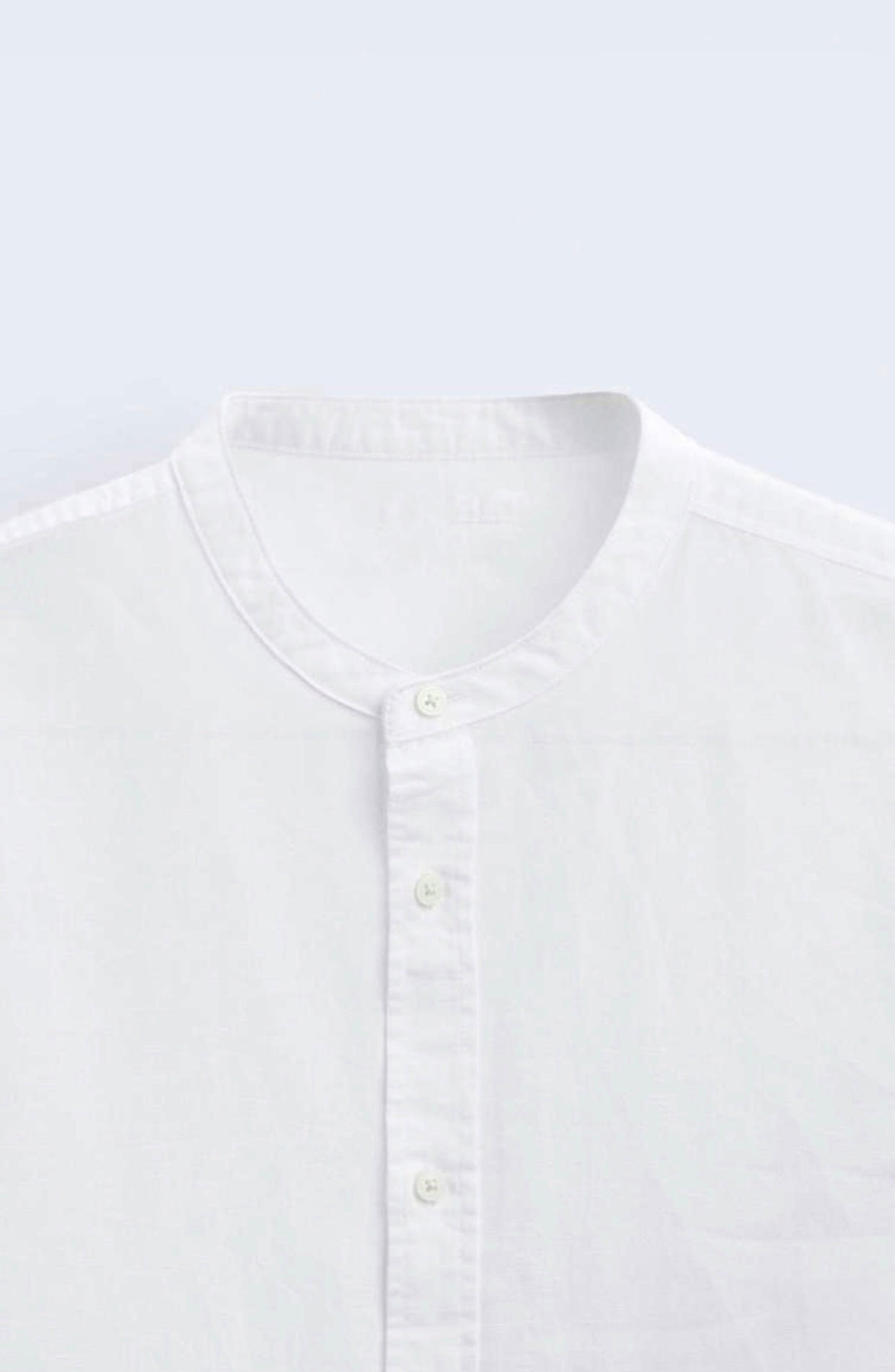 White Crew Neck Linen Shirt