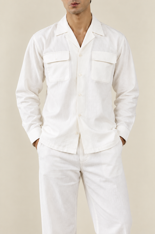 White italiano Linen Shirt