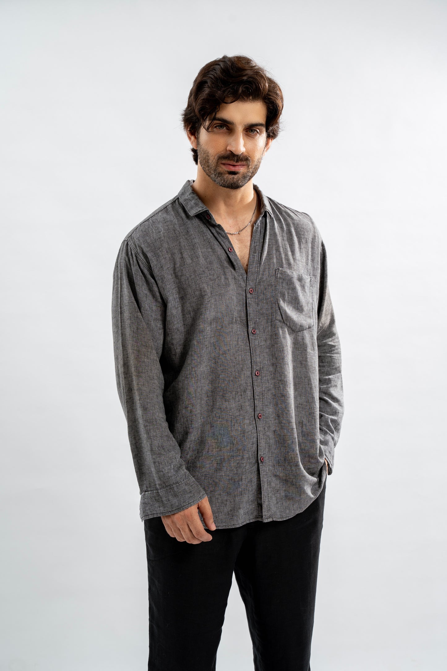 Charcoal Relaxed Fit Button