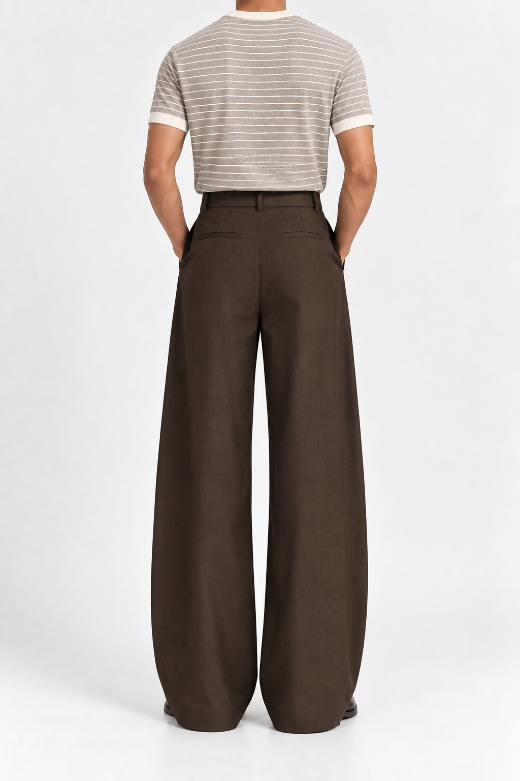 Brown Wide Pleated Trouser
