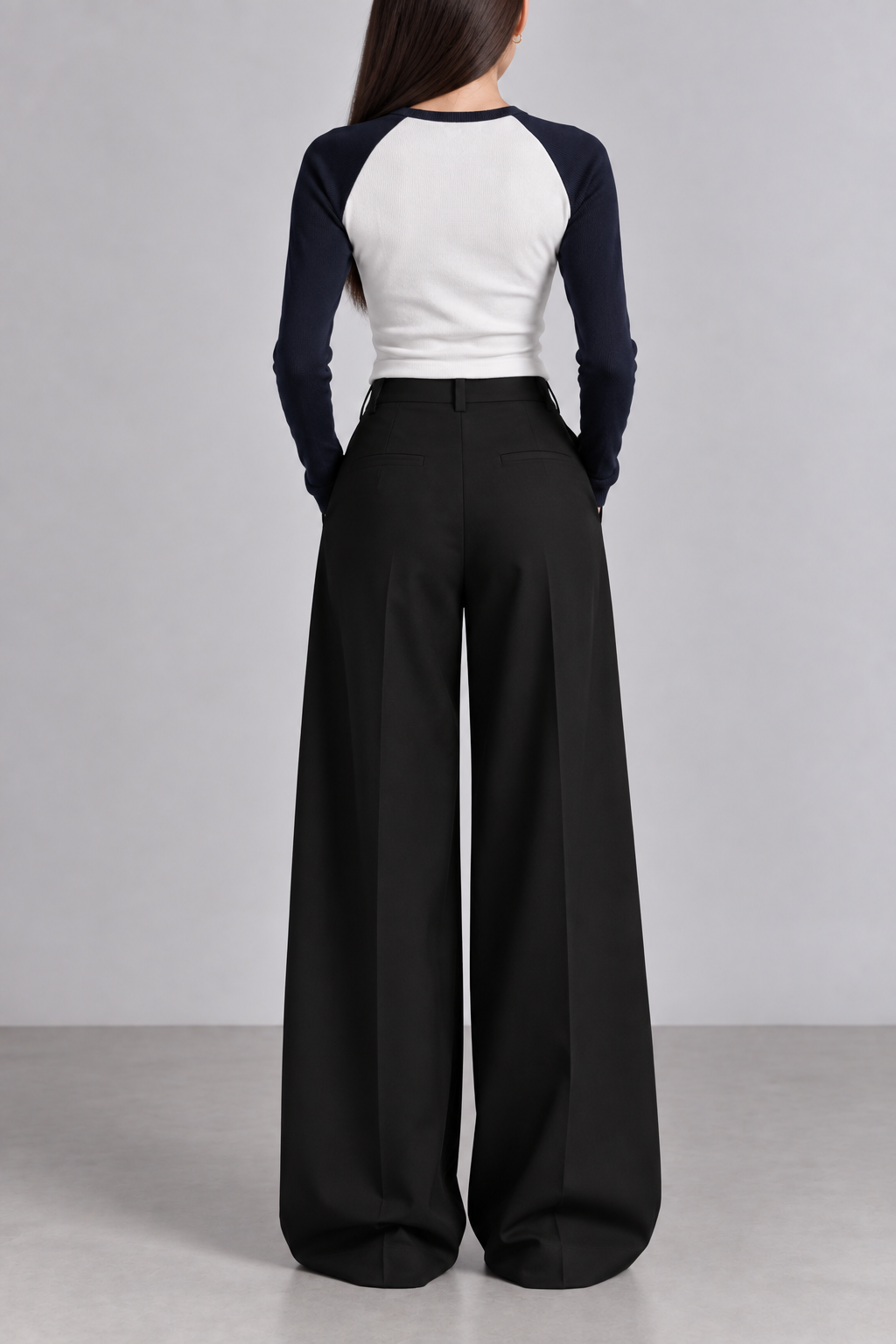Black Wide Pleated Trouser