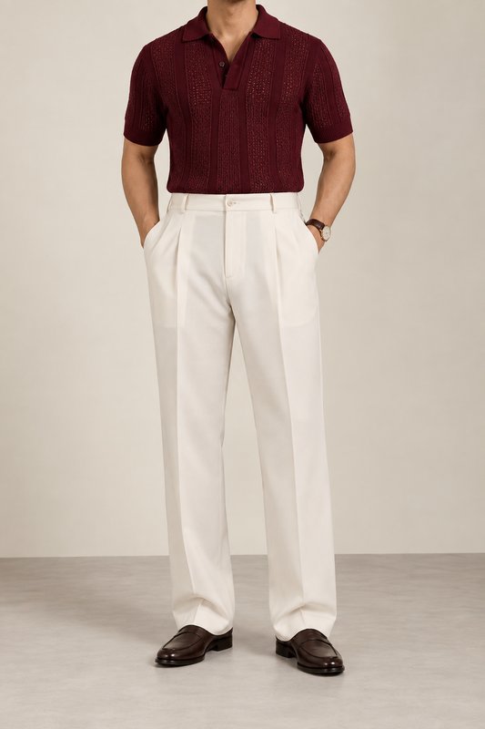 Beige Gurka Pleated Pants