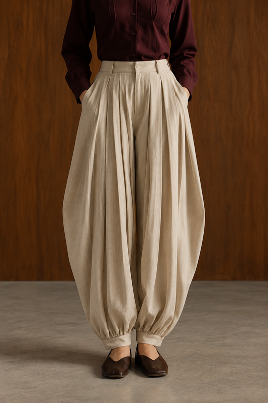 Pleated balloon pants
